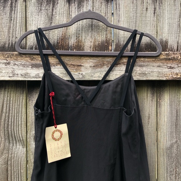 Piano Piano Dolce Carlotta Tiered Maxi Dress Size 12 Black Deadstock Sleeveless - Picture 7 of 15